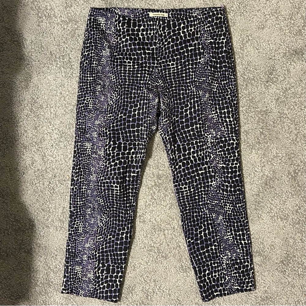 Samantha Sung black and purple Crocodile Print Pants